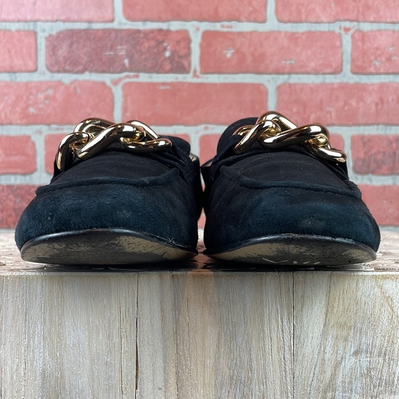 Talbots Cassidy Gold Chainlink Black Suede Loafer 7.5 - Picture 3 of 15